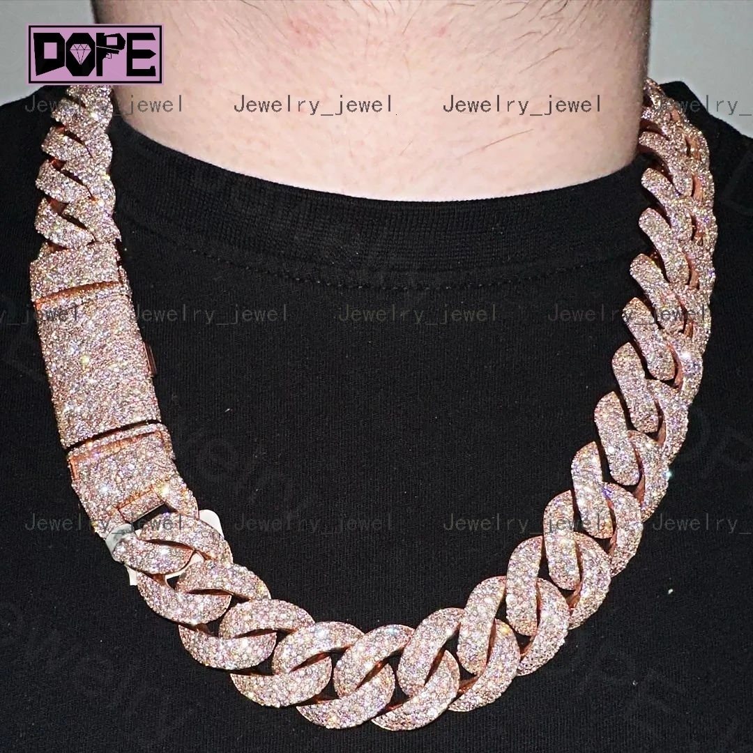 16mm 18mm Moissanite Chain Cuban Link Necklace Hip Hop 925 Silver VVS Diamond Moissanite Cuban Chain