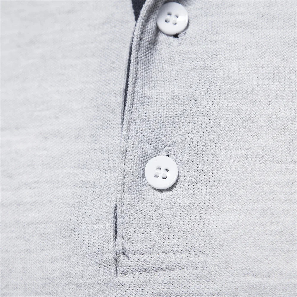 Mens Deer Embroidery Polo Shirts Solid Color Long Sleeve Social Business Male 251020