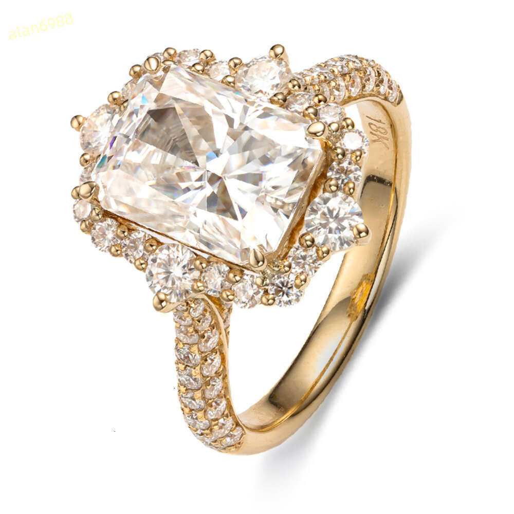 AAA Gems Custom Made Luxury 75x10mm 3ct VVS Moissanite Diamond Real 14k Solid Gold Engagement Wedding Rings for Women
