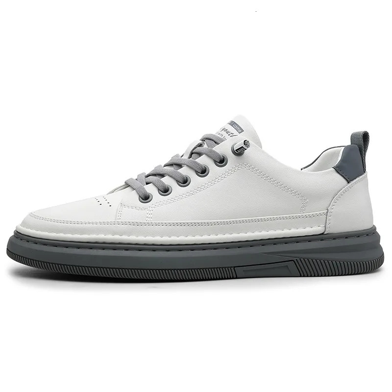 Shoes for Men Genuine Leather Casual Shoes White Flat Skateboard Shoes Youth Fashion Slipon Sneaker 251023
