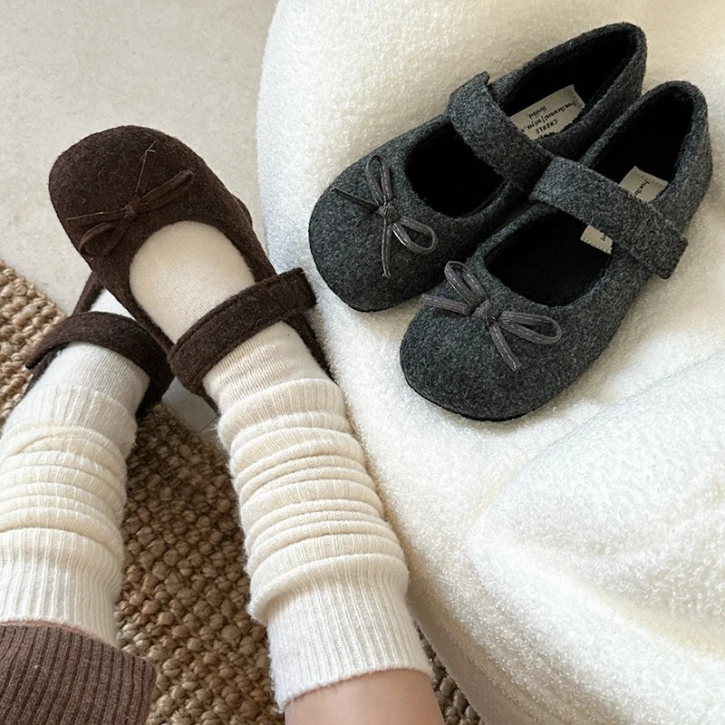 Autumn Woolen Fabric Women Flats Shoes Fashion Shoes Ladies Comfort Outdoor Warm Cotton Fur Shoes 251023