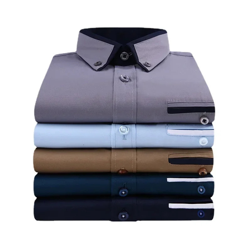 Quality Men Shirt Long Sleeve Twill Solid Striped Dress Business Office Casual Shirt Slim Fit Man Dress Shirts 251023