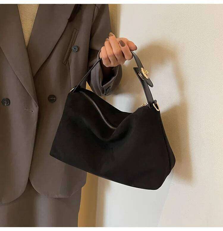 Designer Luxury Simple Autumn Winter Colletion Brown Roomy Big Boston Tote Soft Matte Suede Cow Leather Women S Handbag Shoulder Bag