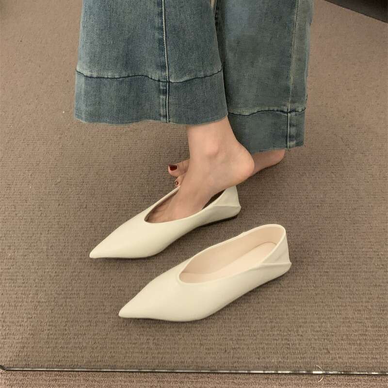 2025 New Fashion Women's Granny Flats Pointed Toe Shallow Mouth Single Shoes, Versatile Lazy Style with Designer Shoe Effortless Charm