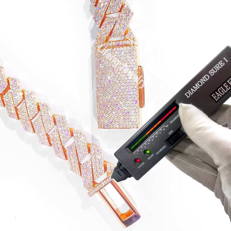 Lifeng Jewelry 18MM 3rows Hip Hop Luxury Iced Out Moissanite HipHop Gold Chunky Chain Necklace Miami Chain Cuban Link Chain Gift