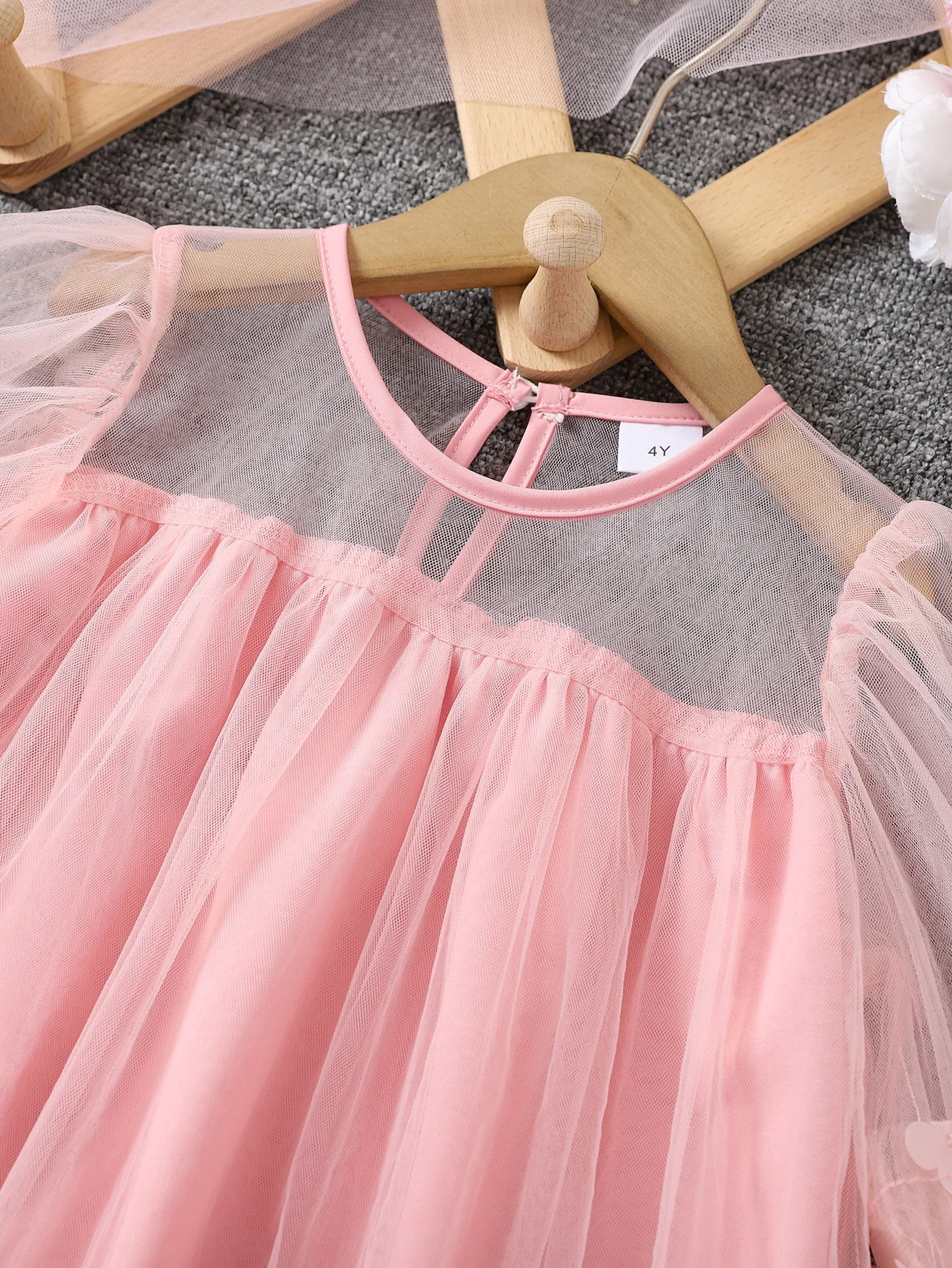 Girls Spring and autumn gauze Mosaic threedimensional flower fashion princess dress with bag dress 251023