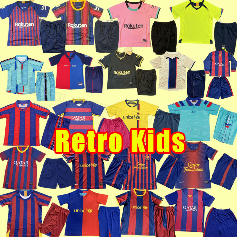 Kids Barce Retro soccer jersey XAVI RONALDINHO RIVALDO GUARDIOLA PUYOL Iniesta finals DAVID VILLA 2005 2006 2008 2009 2010 2011 2020 21 15 16 05 06 08 09 child 16-28