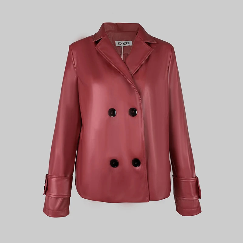 Modigirl Autumn Winter Red Faux Leather Jackets Women Outwear Long Sleeves PU Leather Short Coats Outwear for Female 251020