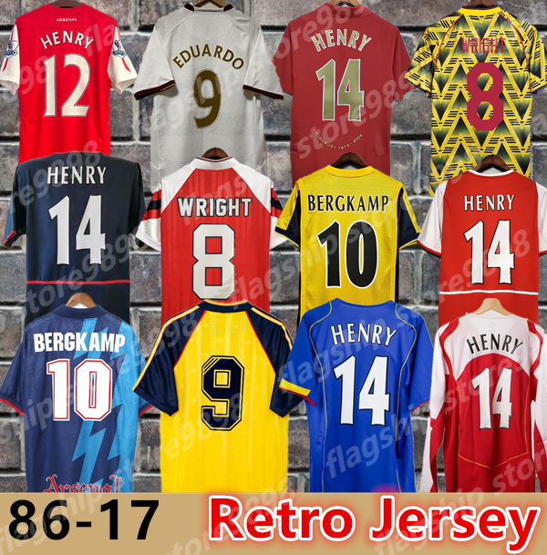 88 90 91 92 02 01 Gunners HENRY Retro Soccer Jerseys HIGHBURY PIRES REYES BERGKAMP ADAMS Persie V. PERSIE 11 12 03 04 05 06 07 08 Vintage Classic men Uniforms football shirt