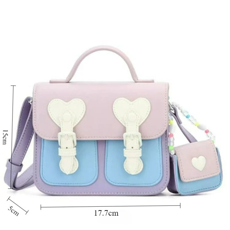 2025 Color Contrast Women Crossbody Bag Fashion Female Handbag Brown Purple Shoulder with Small Earphone on Side 251018