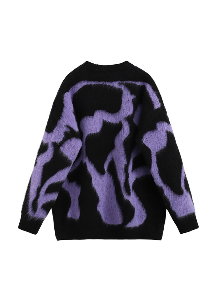 Women Purple Pullover Knitted Sweater Harajuku Aesthetic Y2k Large Size Long Sleeves Sweaters Fashion Vintage 2000s Clothes 251023