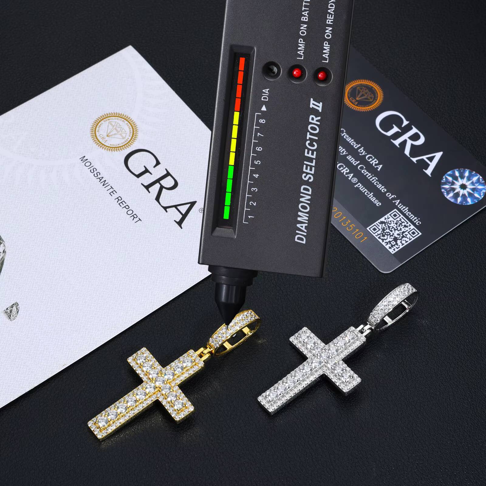 Christian Jewelry Fashion 925 Sterling Silver Lab Grown Moissanite Diamond Iced Out 2 Layers Cross Pendant for Men