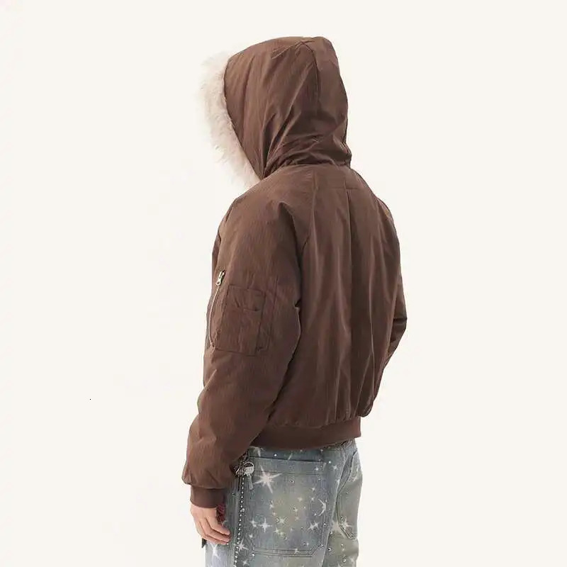 PFNW American Vintage Fur Collar Loose Casual Zipper Cotton Jakcets Mens Winter Trendy Warm Short Cottonpadded Coat CPG2188 251017