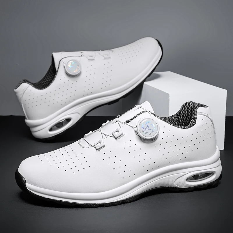 Golf Shoes Air Cushion Men Sports Running Shoes Breathable Lightweight Comfortable Athletic Nonskid Rotating Button Sneakers 251023ww