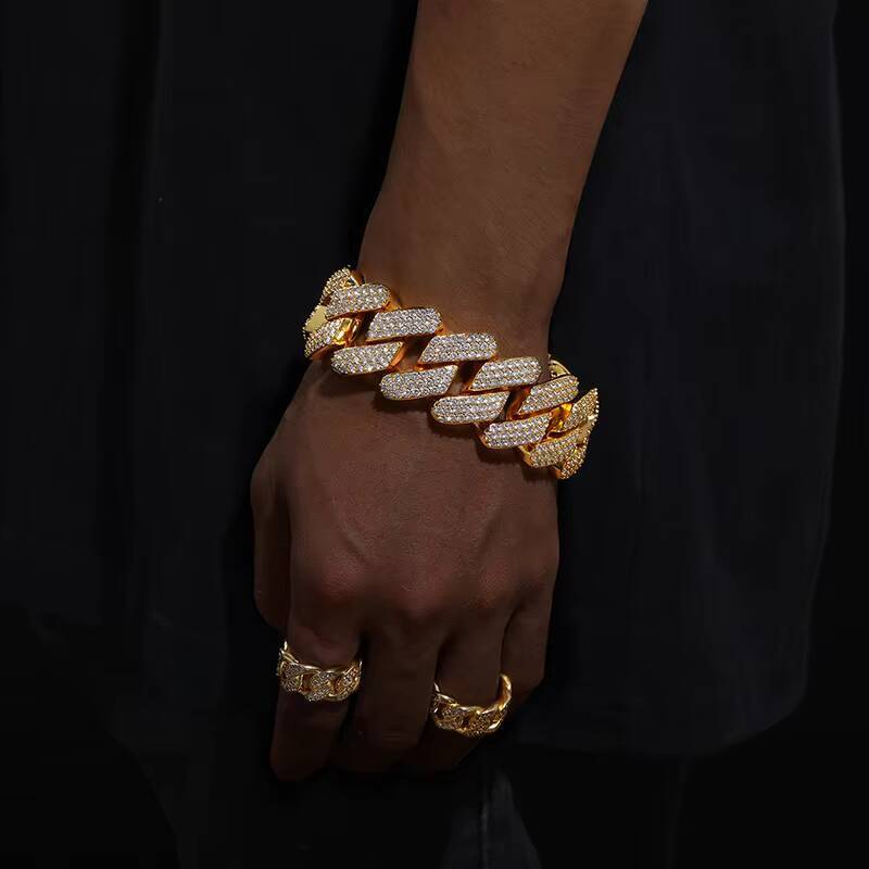 Luxury Bling Hiphop Jewelry Gold Plated 925 Sterling Silver 3 Rows VVS Moissanite Diamond Iced Out Cuban Link Bracelet for Men