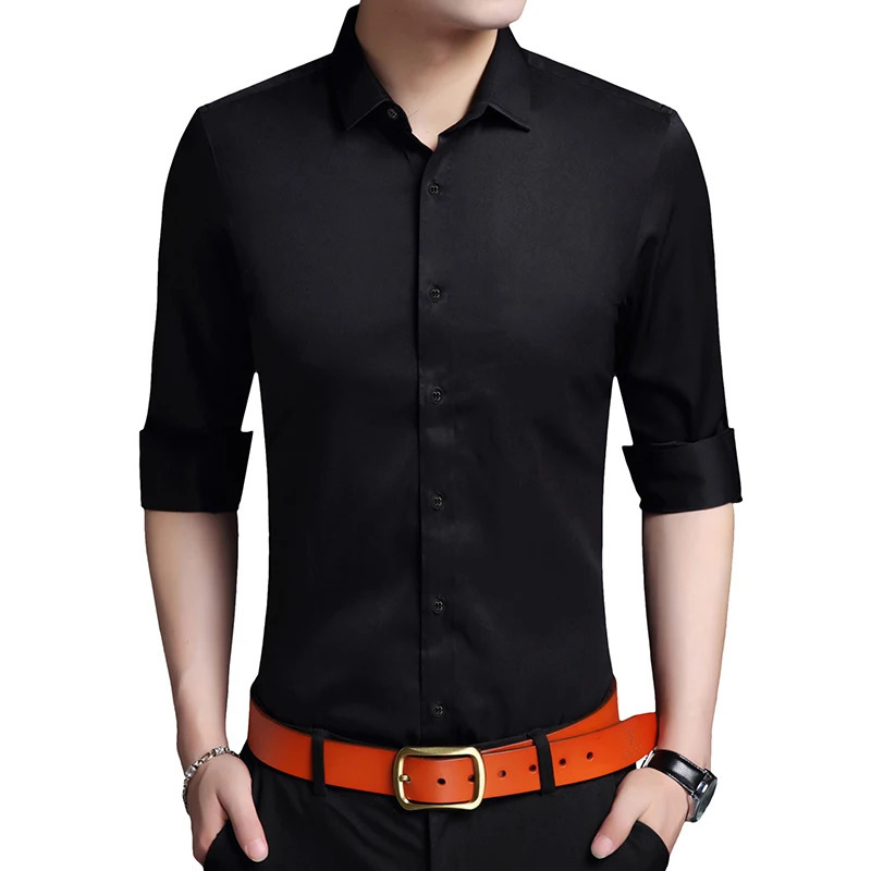 High Quality Mens Dress Shirt White Long Sleeve Business Wedding Slim Fit Cotton Office Wearing Royal Blue Shirts Men 5xls 251020