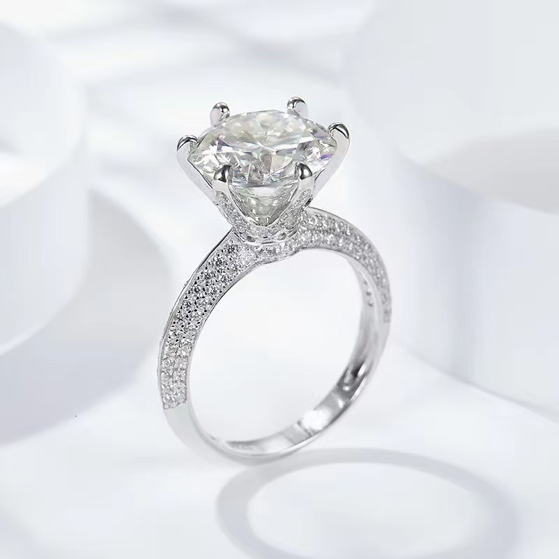 DHCollections Engagement Rings Jewelry Plated Ring Gold High Quality in Stock Sterg Sier for Women with Moissanite 1ct 65mm M27A