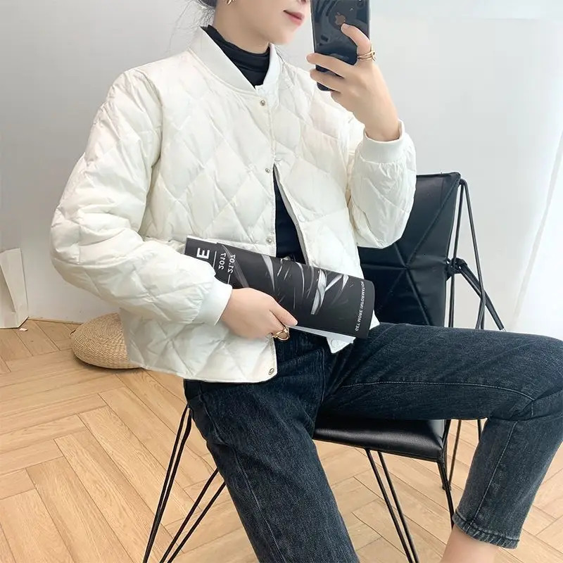 Women Fashion Ultra Light Down Cotton Outwear Short Quilted Jacket Autumn Winter Single Breasted CottonPadded Coat 251017