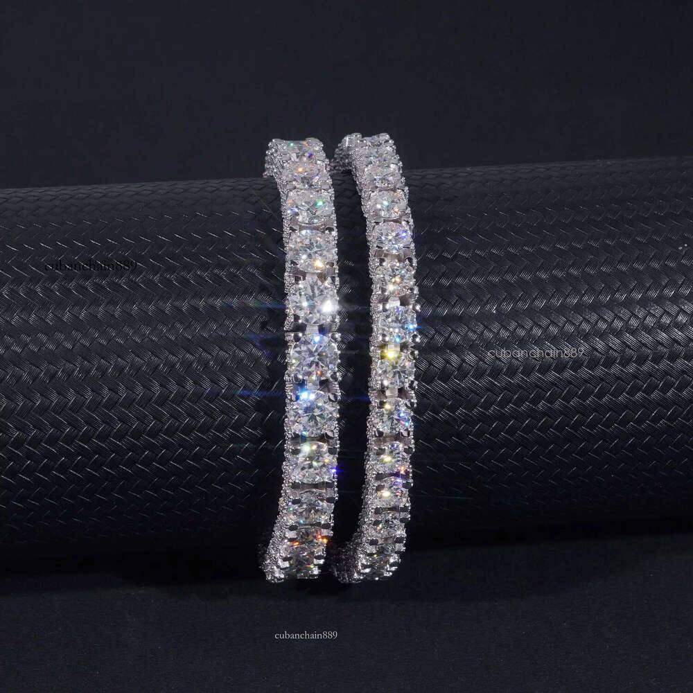 2026 RTS Factory Price Hip Hop Sterling Sier 5mm 6.5mm VVS Dia Necklace Fully Iced Out Moissanite Tennis Chain