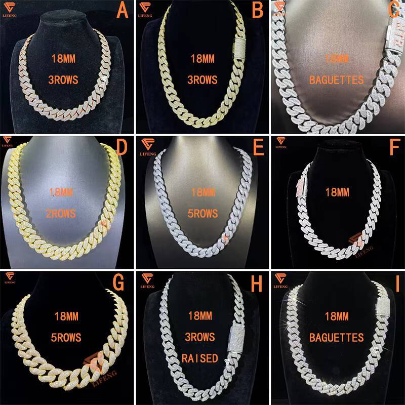 10mm 2 Rows Cuan Link Chain Thick Solid 925 Sterling Silver Men Hip Hop Jewelry Iced Out VVS Moissanite Cuban Link Necklace
