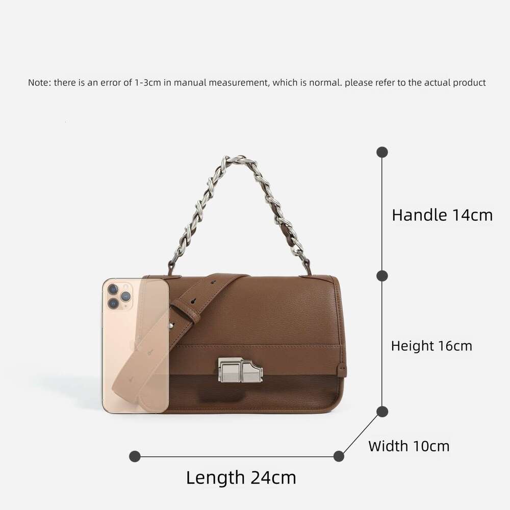 Luxury bag New Genuine Leather Single Shoulder Crossbody Early Spring Commuter Versatile Small Square Niche Design Fashion Chain Bag