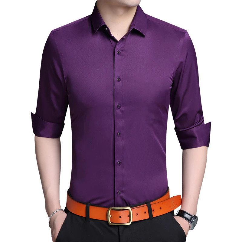 High Quality Mens Dress Shirt White Long Sleeve Business Wedding Slim Fit Cotton Office Wearing Royal Blue Shirts Men 5xls 251020