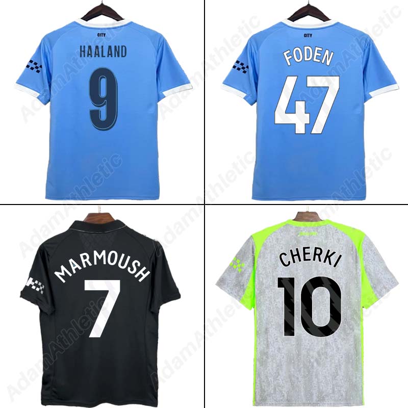 The city jerseys 25 26 MARMOUSH HAALAND football shirts 2025 RODRIGO CHERKI vsoccer jersey kid kit player version