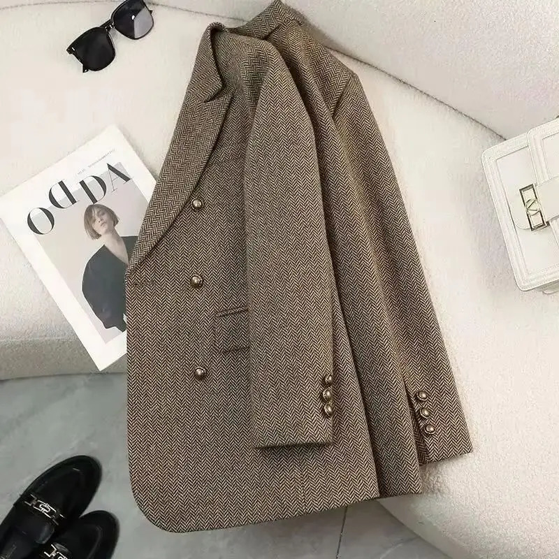 HighQuality Suit Jacket Women Autumn Winter Word Pattern Blazer Coat Female Temperament Cool Unique Ladies Tops 251024