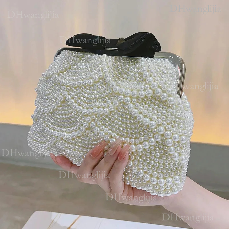 DHGM Mini Elegant Pearl Beaded Bag Fashion Dinner Clutch Purse Womens Classic Banquet Handbag For Wedding Party Prom 240131 7886