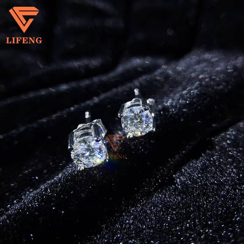 18k Gold Plated DVVS Moissanite Earrings Screw Back Round Cut 1 Karat Stud Earrings 925 Silver Hip Hop Earring for Men and Women