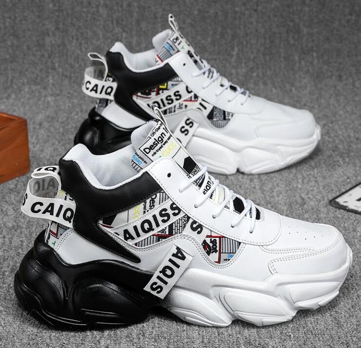 Autumn men's shoes summer high school basketball sports running shoes for teenagers casual high cut thick soled dad sneakers Z 10.23