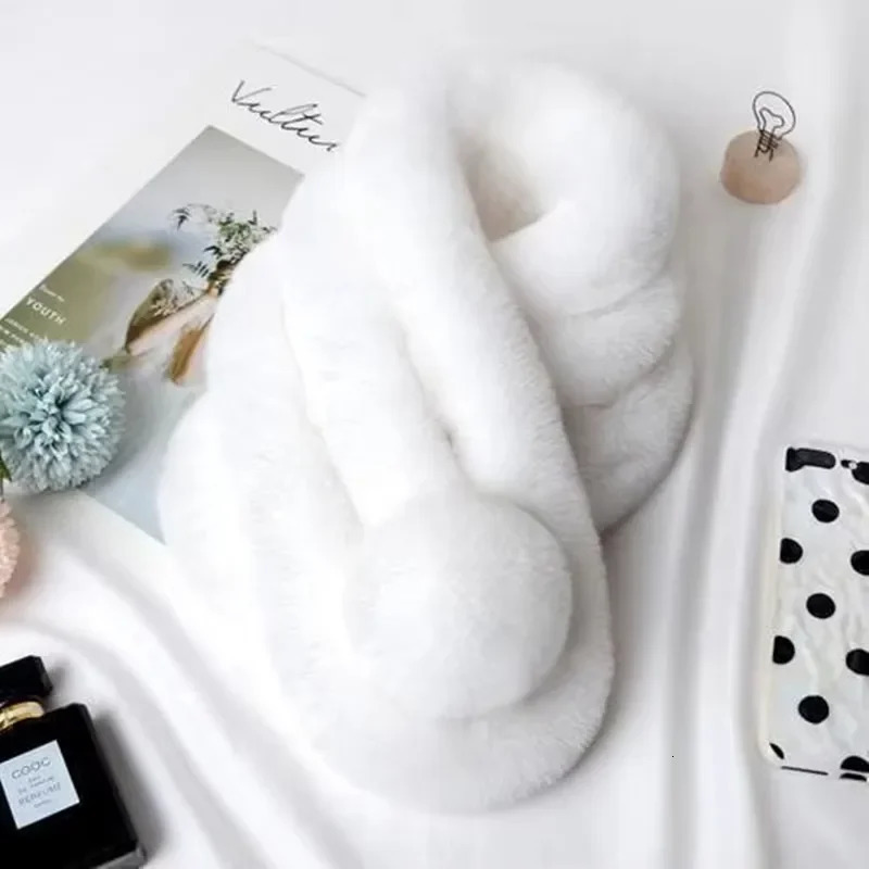 66Cm Rabbit Fur Scarf Women Winter Warm Soft Furry Scarves Casual Female Lady Outdoor Neck Warmer Collar 251024