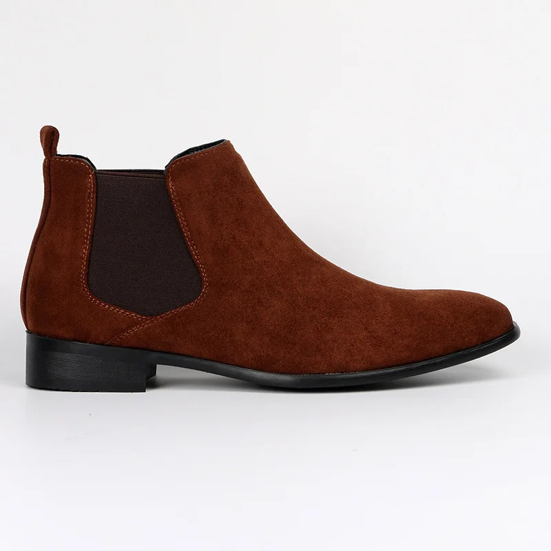Mens frosted suede Chelsea Boots square toe mens autumn shoes with stylish mens ankle boots large size 48 D610 251023