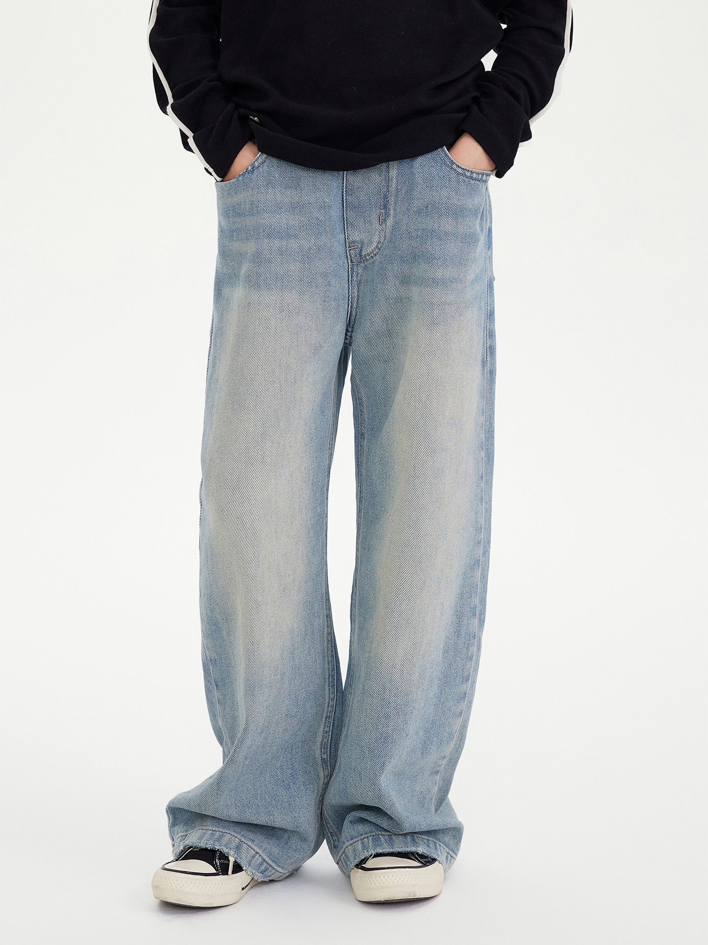 Kids Clothing Jeans 2025 Autumn Winter Girls Straight Leg Jeans, Vintage Washed Wide Leg Denim Trousers, Loose Casual Pants for Children Free Shipping