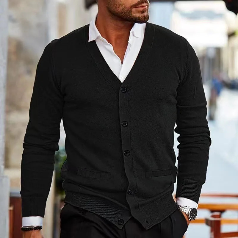 Autumn Cotton Sweater Men Cardigan Casual Solid Long Sleeve Knitted Men Cardigan Plus Size Slim VNeck Sweater Mens 4XL 251020