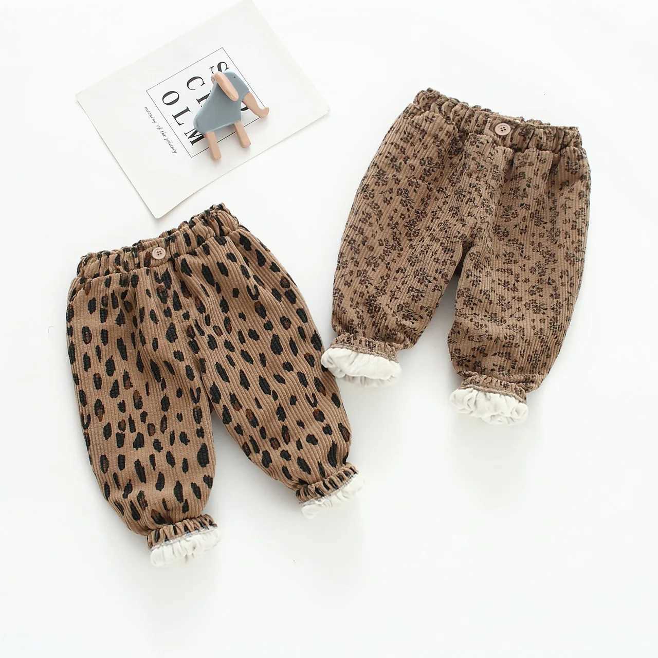 Toddler Kids Corduroy Pants Fleece Lined Leopard Floral Harem Trousers Warm Casual Pants for 18 Y Boys Junior Girls ClothingT251027