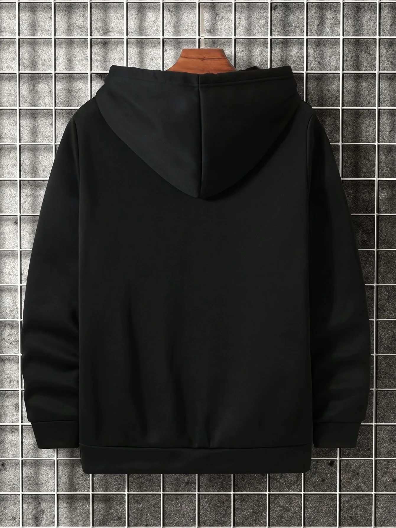 Autumn fashion loose tops print hooded polyester mens sweatshirt simple casual W251027