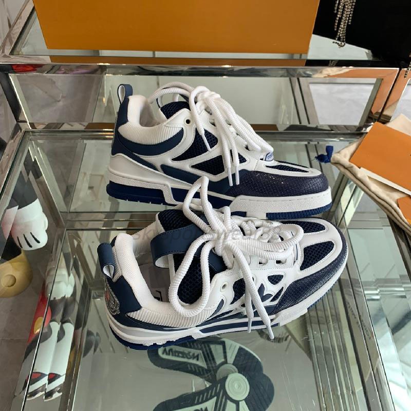 HOT Skate Shoes Men Designer Running Shoe Chunky Platform Defender Shoe Fashion Embossed Rubber Genuine Leather Sneakers shoes Tenis Casual Shoe A02