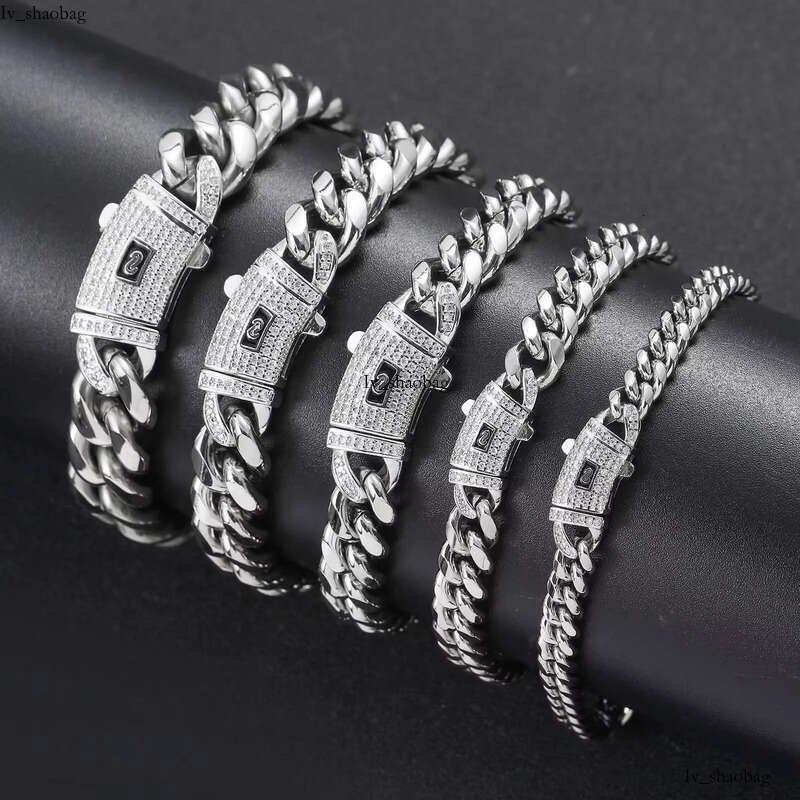 BES 6-14mm Miami Bracelet Set 14K Gold Stainless Steel Monaco Cuban Link Chain Necklace Hip Hop for Men 825 aaa