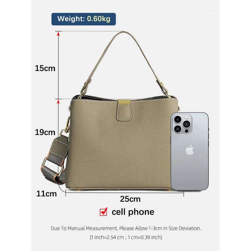 Zency Genuine Leather Women Shopper Shoulder Bag Large Capacity Handbag High Quality Crossbody Three Layer Pockets For Commuters