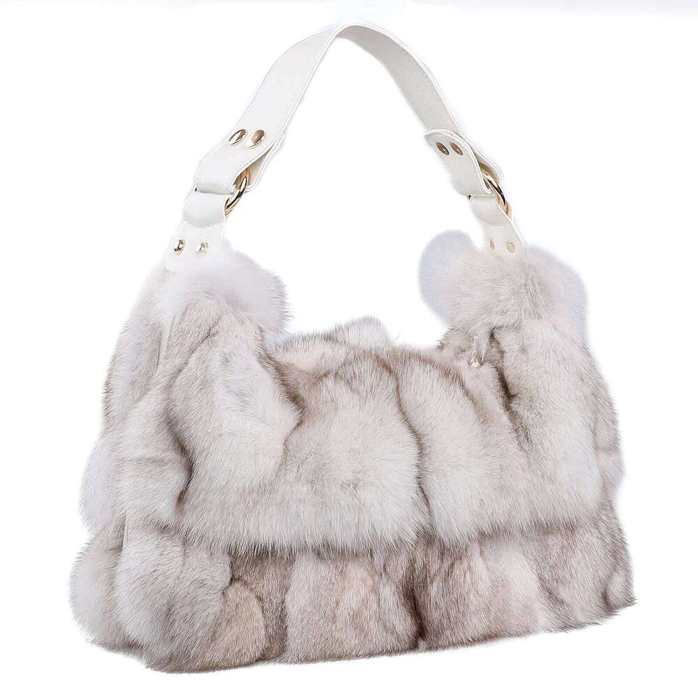 Designer Luxury Women S Winter Genuine Fox Fur Shoulder Bag Handbag PU Leather Top Handle Bags Ladies Zipper Soft Stylish Fashion
