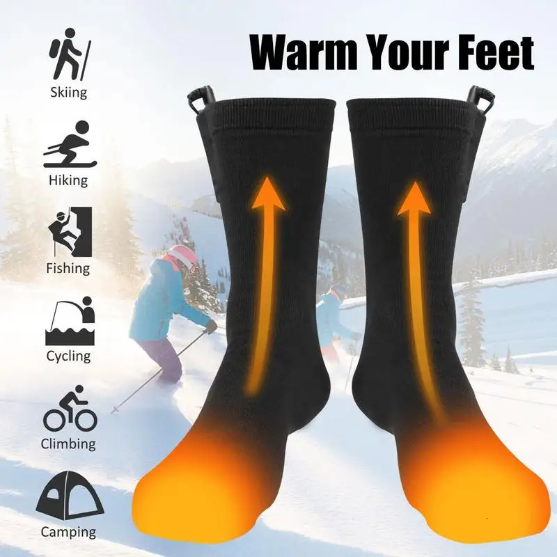 USB Rechargeable Heated Socks Constant Temperature Fever Electric Heated Socks Thickened Sport Foot Warmer Electric Heating Sock251020
