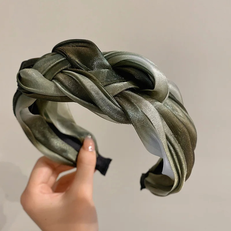 Gradient Hair Hoops Women Girl Wide Side Hairband Shiny Mesh Hair Hoop Headwear Hair Accessories Headband Headdress Loop 251023