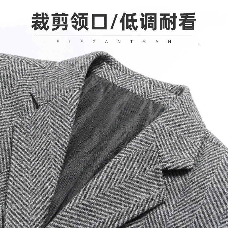 Mens Blazer Fashion Business Handsome Gentleman Korean Version of British Style Leisure Slim Solid Color Wedding Work Blazer 251023