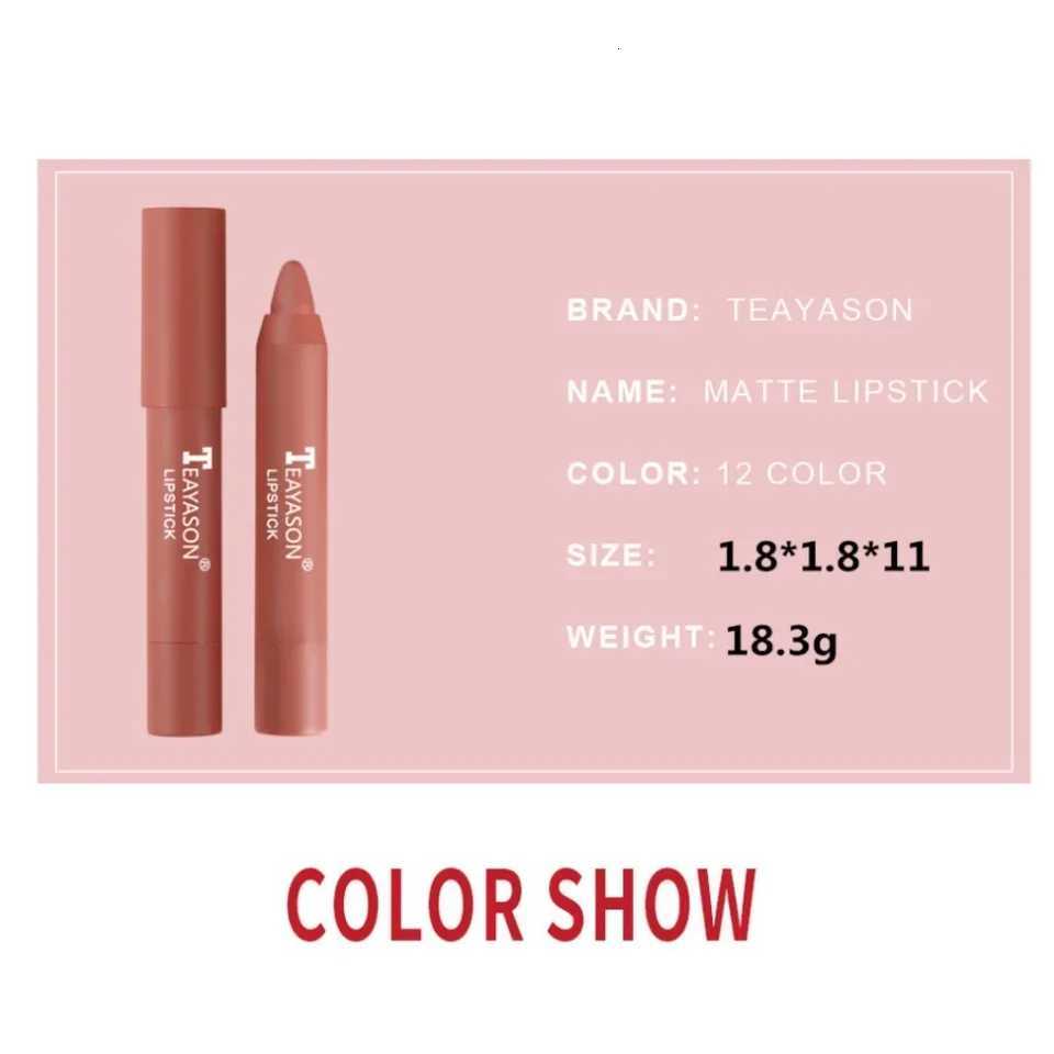 TEAYASON Nude Velvet Matte Lipstick Long Lasting Moisturizing Lip Crayon High Pigment Rotate Lipsticks Pen Woman Cosmetics W251027