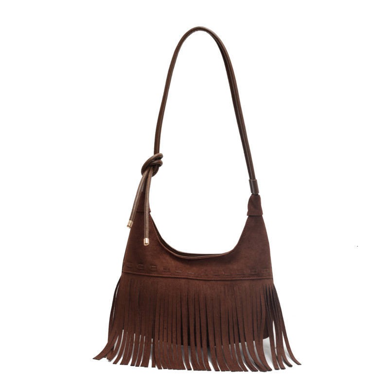 Designer Women's Leather Velvet Bag New Large Capacity Tassel Fashion Shoulder Bag Simple Retro Crossbody Bag