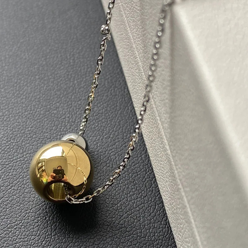 Two ball sphere pendant long necklaces stainless steel sweater necklaces for women minimalist simple winter jewelry non tarnish 251023