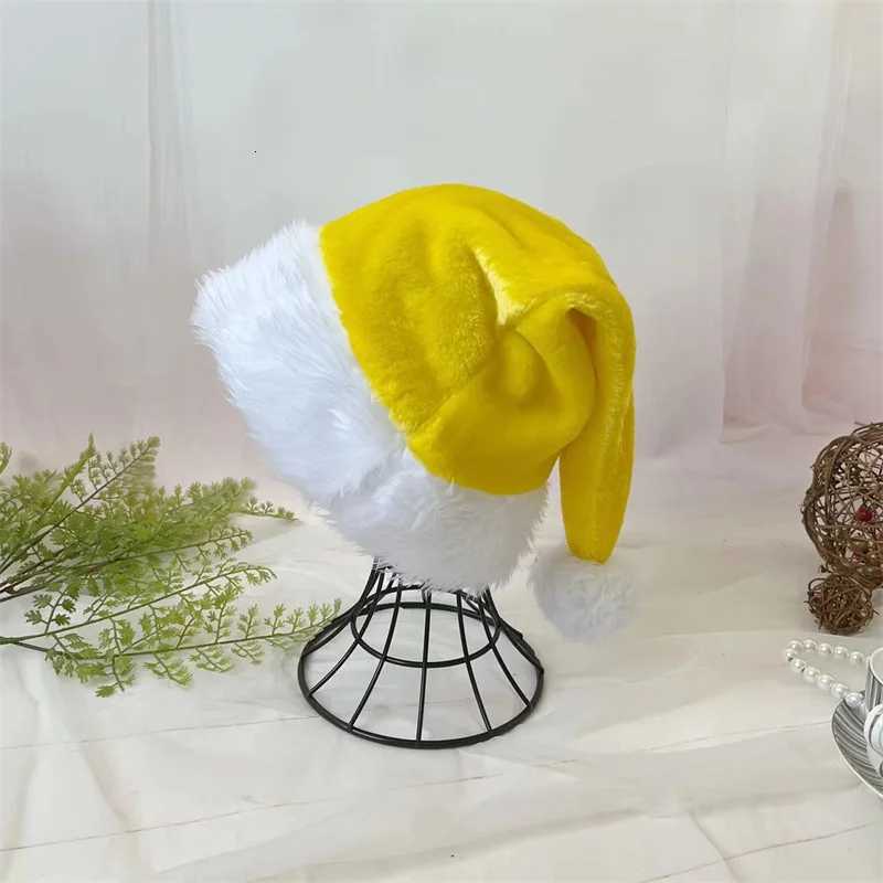 Long Plush Border Christmas Hat for Adults and Children Monochromatic Hat Holiday Party Hat 30x45cmW251027