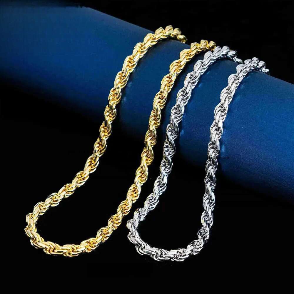 Ready to Ship 6mm Hip Hop Man Necklace Sterg Sier Iced Out Vvs1 Moissanite Dia Lock Gold Rope Chain