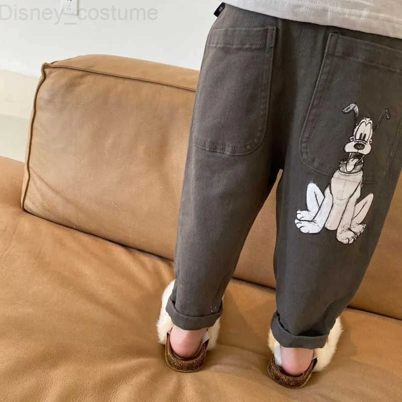 Disney Spring Autumn Baby Boys Straight Pants New Kids Cartoon Mickey Mouse Embroidery Denim Pants Children Casual Trousers K2924 H251027